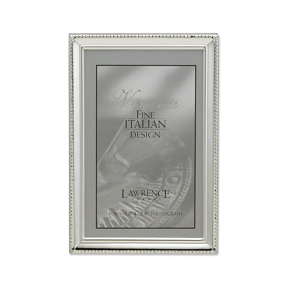 Lawrence Frames 4x6 Picture Frame with Bead Border Design, Silver