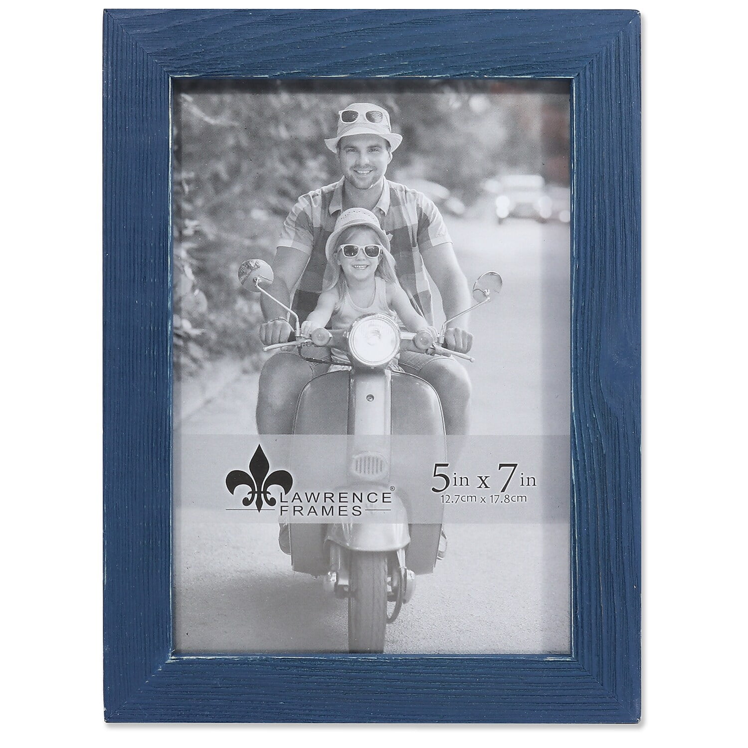 Weathered Navy Blue Wood 5x7 Picture Frame with Glass Cover