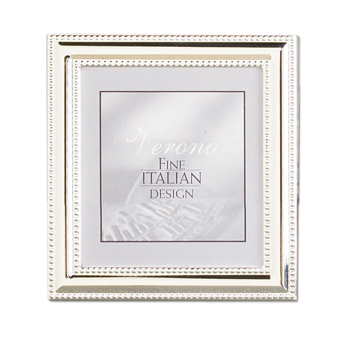 5x5 Silver-Plated Beaded Metal Picture Frame