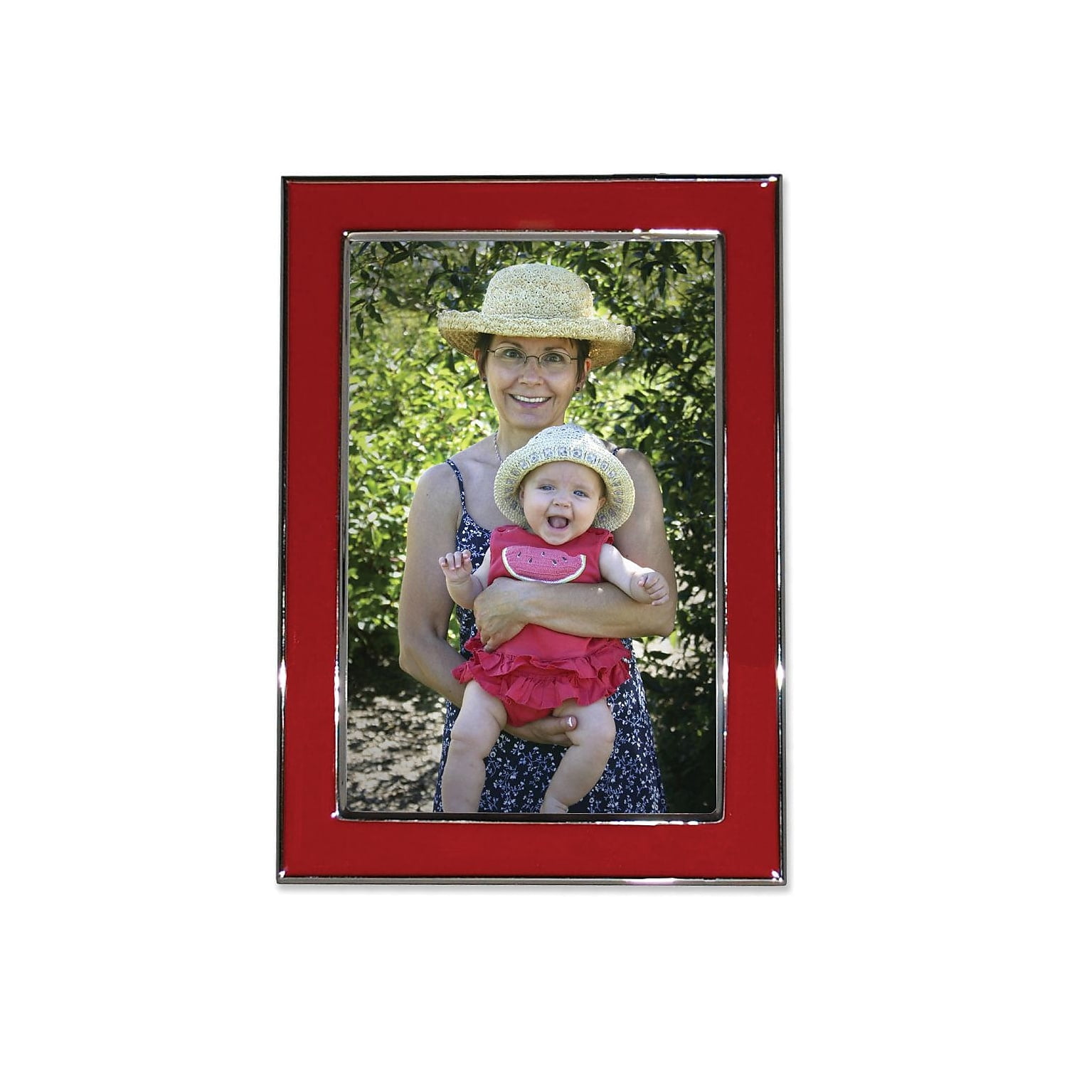 Lawrence Frames 586246 Lawrence Frames Silver Plated 4x6 Metal with Red Enamel Picture Frame