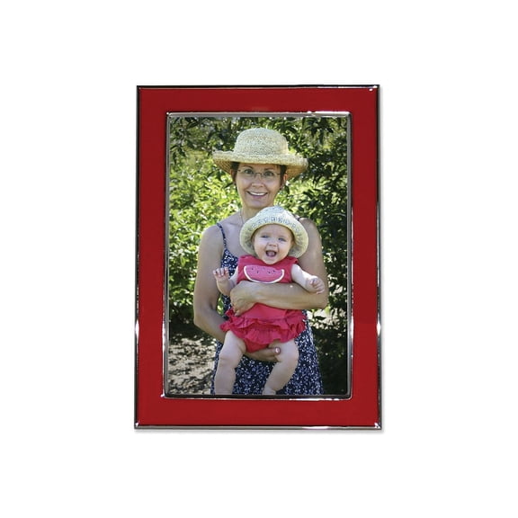 Lawrence Frames 586246 Lawrence Frames Silver Plated 4x6 Metal with Red Enamel Picture Frame