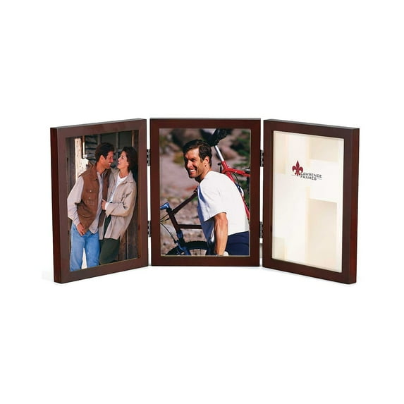 Lawrence Frames 5x7 Hinged Triple Walnut Wood Picture Frame - Gallery Collection 755657T