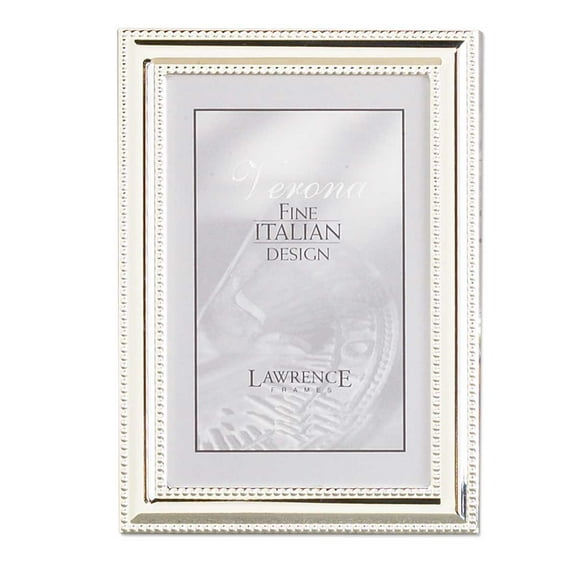 Lawrence Frames 5x7 Metal Picture Frame Silver-Plate with Delicate Beading