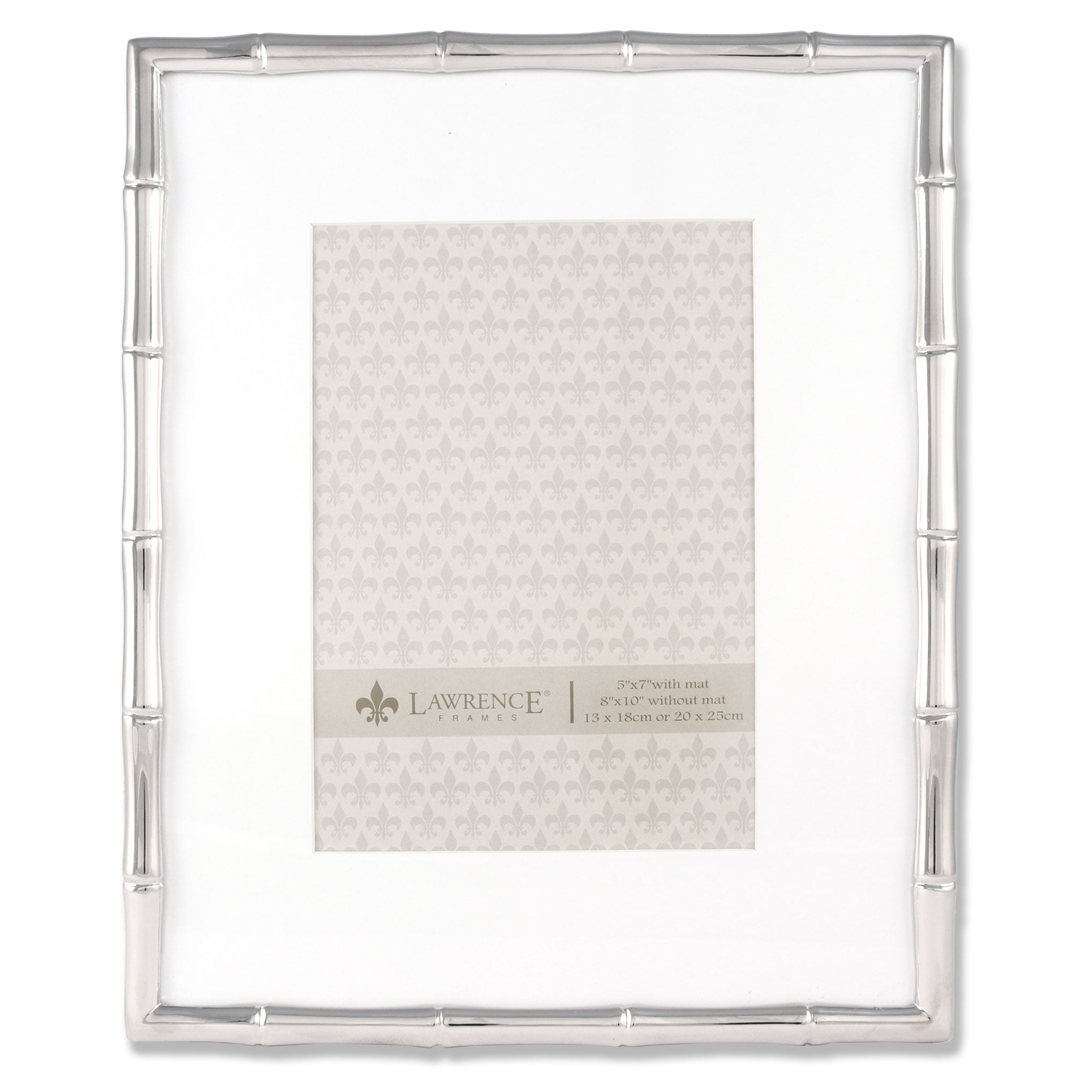 Lawrence Frames 710180 Silver Metal Bamboo 8x10 Matted for 5x7 Picture Frame