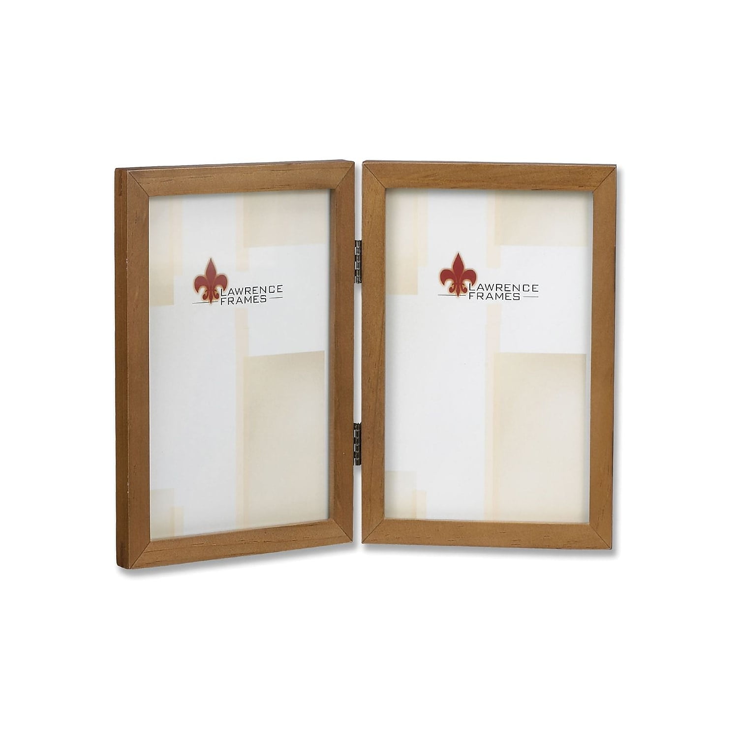 Nutmeg Brown Wood 4x6 Hinged Double Picture Frame