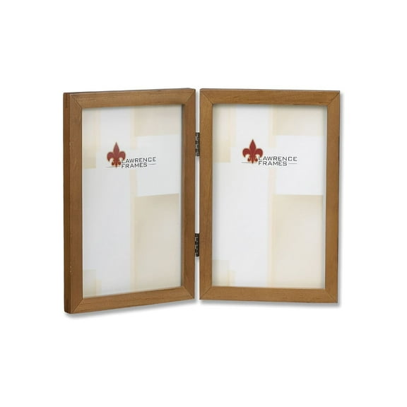Lawrence Frames 766046D Nutmeg Wood 4x6 Hinged Double Picture Frame
