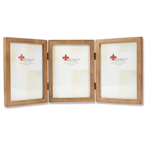 Lawrence Frames 766057T Nutmeg Wood 5x7 Hinged Triple Picture Frame - Gallery Collection