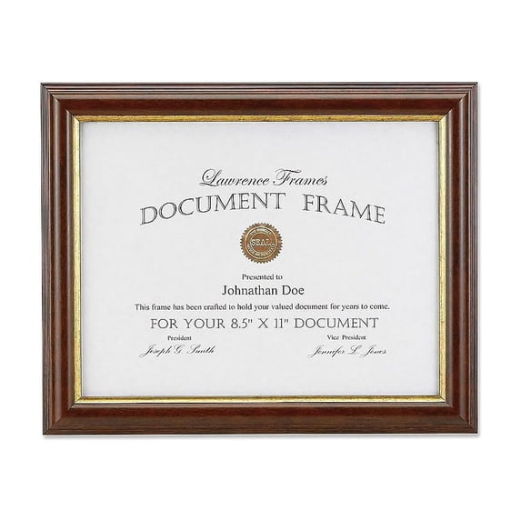 Lawrence Frames 8.5x11 Walnut and Gold Document & Diploma Picture Frame