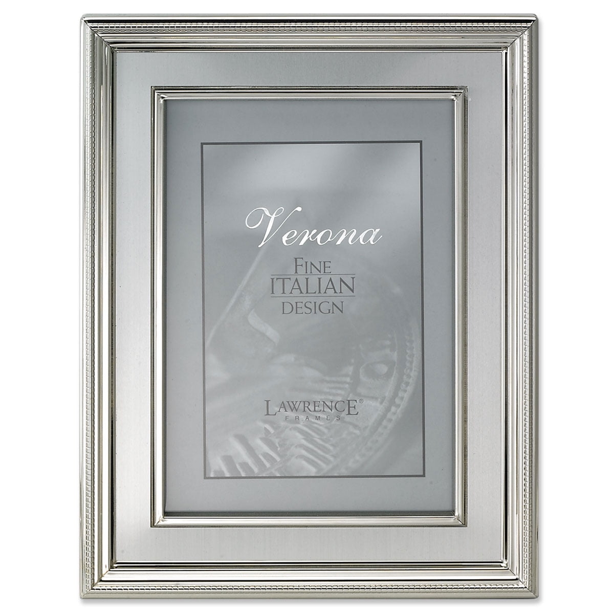 Brushed Silver Metal Picture Frame with Vertical White Mat 4x6