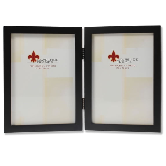 5x7 Hinged Double Black Wood Picture Frame - Gallery Collection