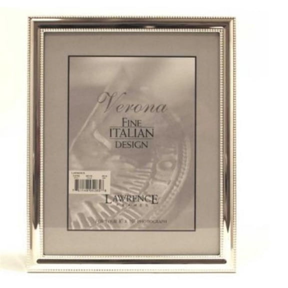 Lawrence Frames Lawrence Frames 8x10 Metal Picture Frame Silver-Plate with Delicate Beading