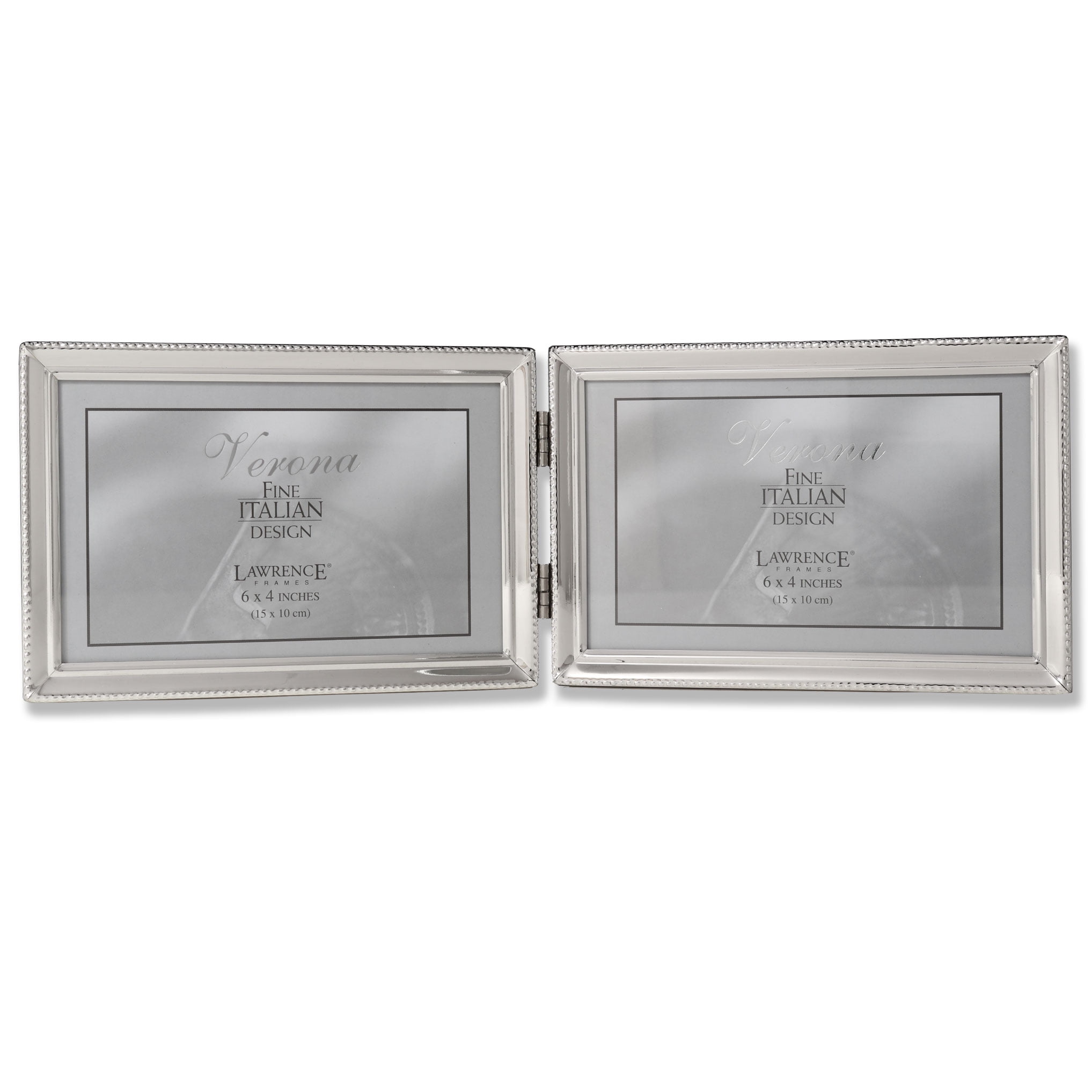 Lawrence Frames Polished Silver Plate 4x6 Hinged Double Horizontal