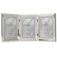 thumbnail image 1 of Lawrence Frames Polished Silver Plate 4x6 Hinged Triple Picture Frame - Bead Border Design, 1 of 2