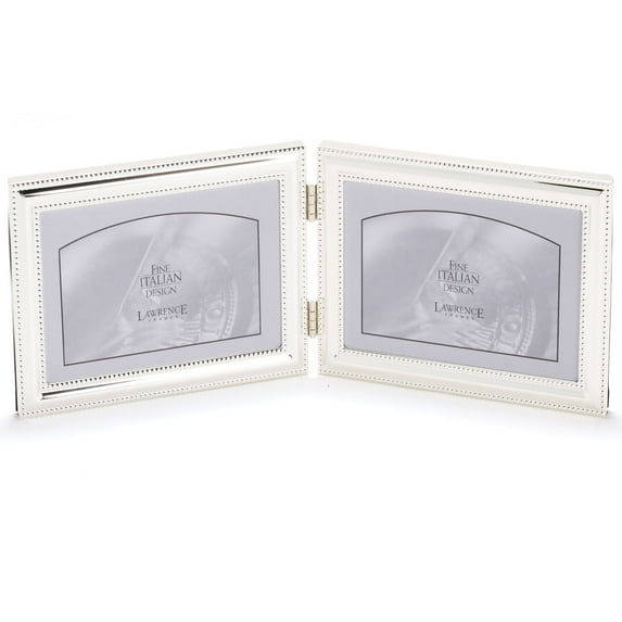 Lawrence Frames Silver Double Bead 7x5 Hinged Double Picture Frame