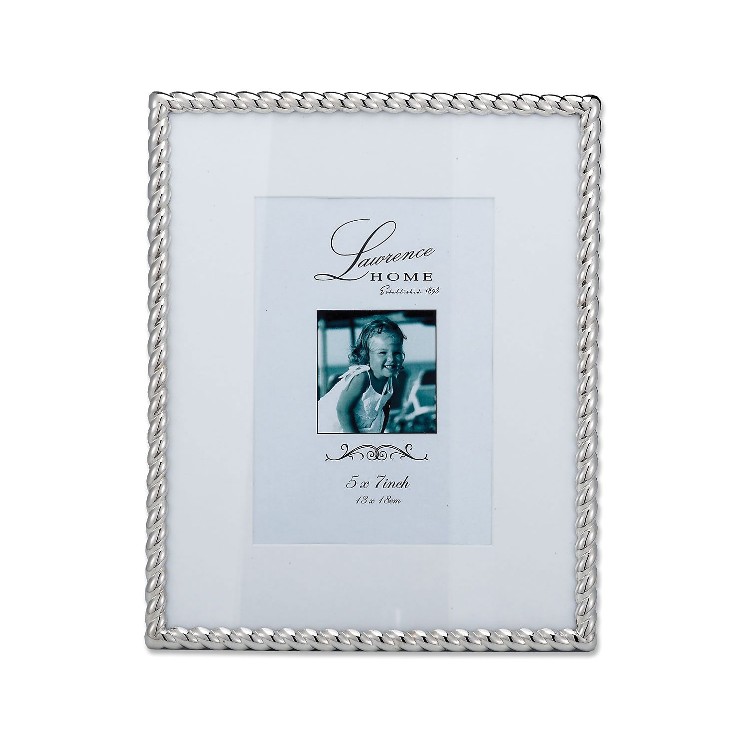 Lawrence Frames Silver Metal Rope 8x10 Matted for 5x7 Picture Frame ...