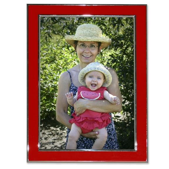 Lawrence Frames Silver Plated 8x10 Metal with Red Enamel Picture Frame 586280