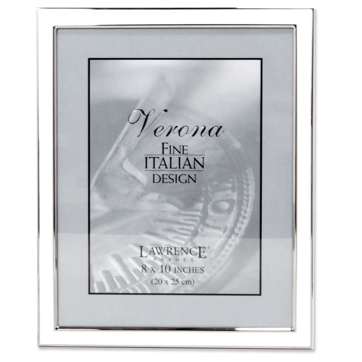 Lawrence Frames Silver Plated 8x10 Metal with White Enamel Picture Frame