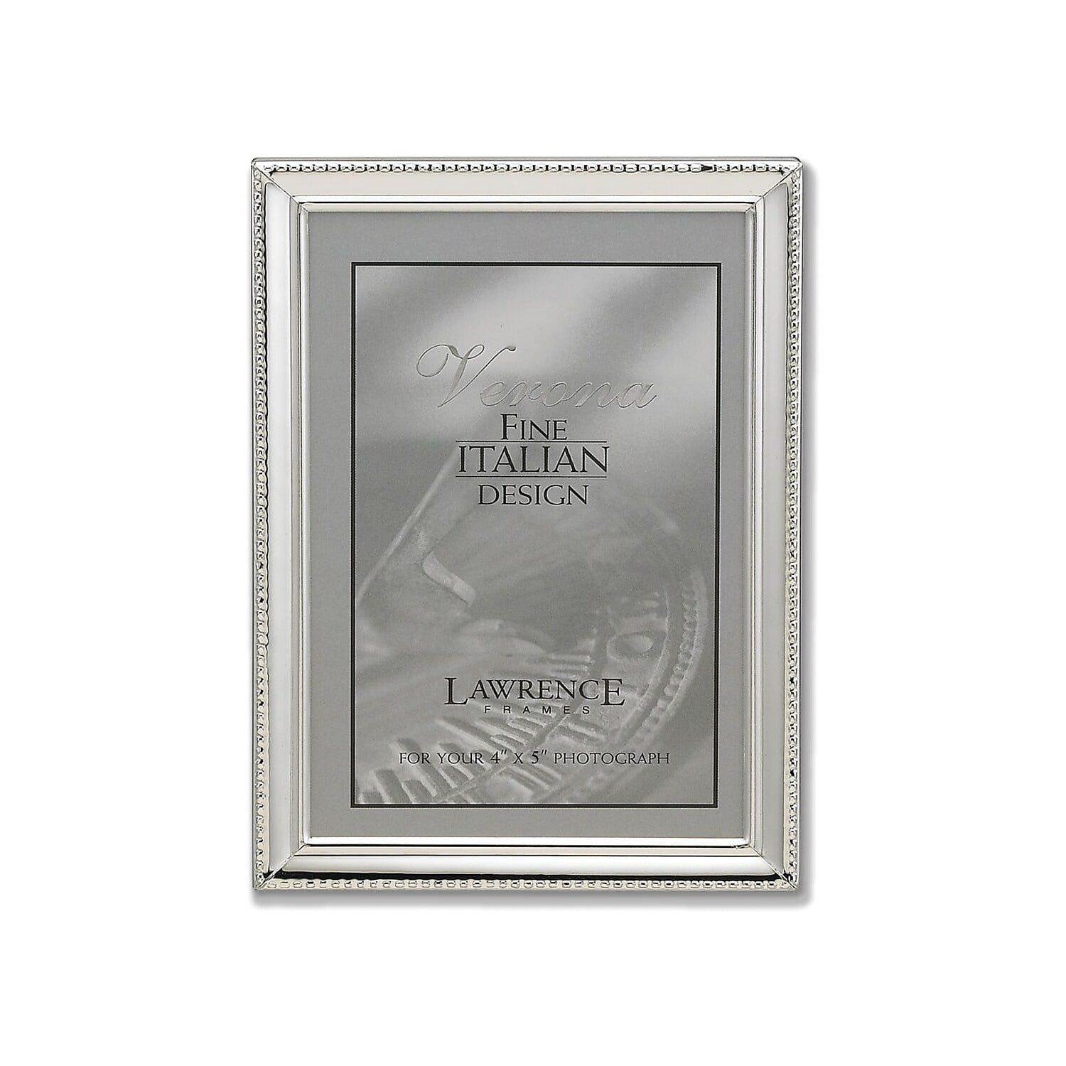 Polished Silver 4x5 Metal Picture Frame with Bead Border
