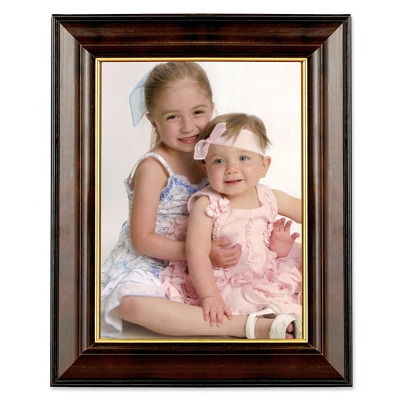 Lawrence Frames Walnut and Black Wood 8x10 Picture Frame - Gold Line