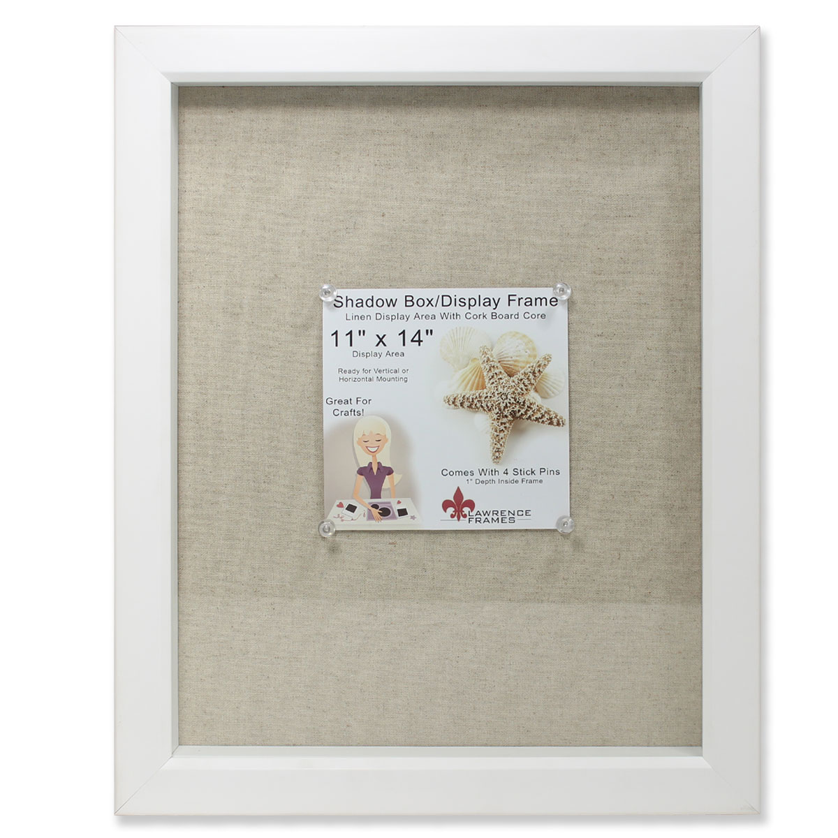 Lawrence Frames White Shadow Box with Linen Display Picture Frame - image 1 of 2