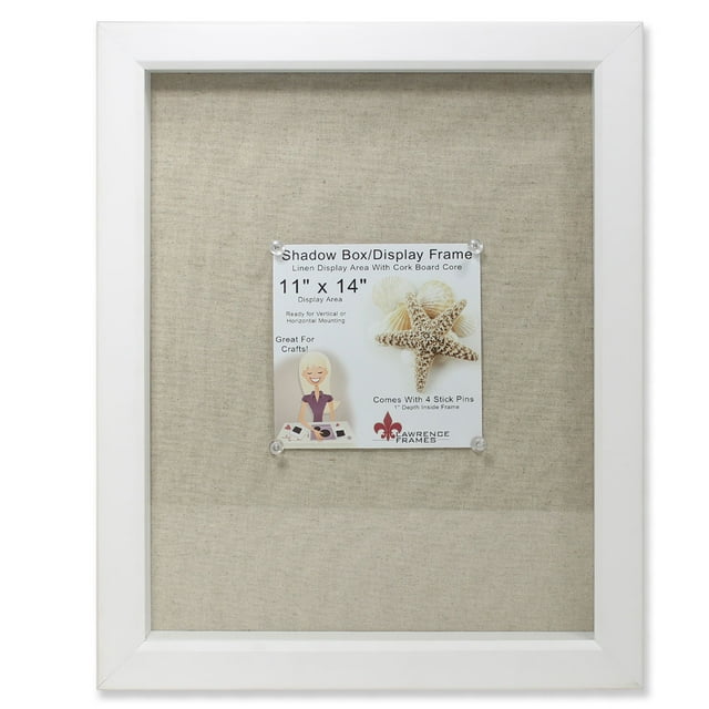 Lawrence Frames White Shadow Box with Linen Display Picture Frame