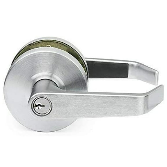 Lawrence Hardware Chrome Grade 2 Standard Classroom Door Lever with Key Lock Set, 2 3/4"