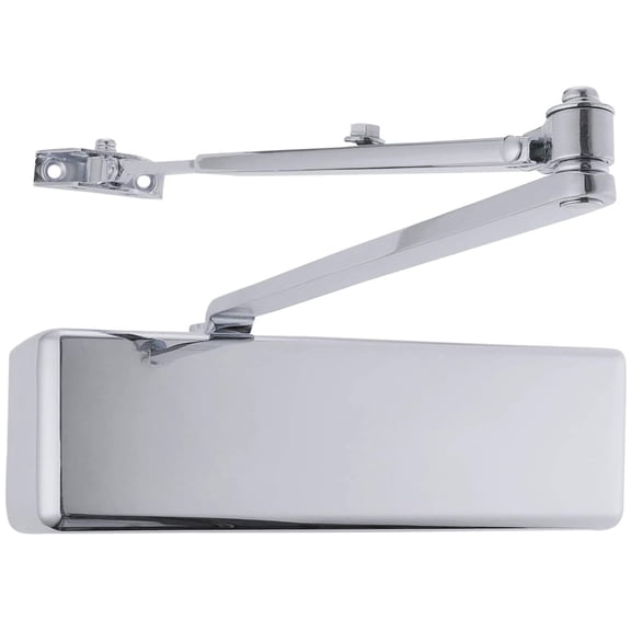 Lawrence Hardware Extra Heavy Duty Door Closer, Grade 1 Adjustable Commercial Door Closer, Polished Chrome