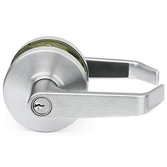 Lawrence Hardware Heavy-Duty Chrome Grade 2 Bathroom Door Lever Lock Set, 2 3/8"