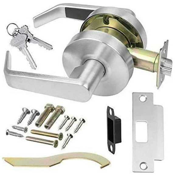 Lawrence Hardware Heavy-Duty Chrome Storeroom Door Lock Set with Key Lock, Keyed Alike 2 3/4"