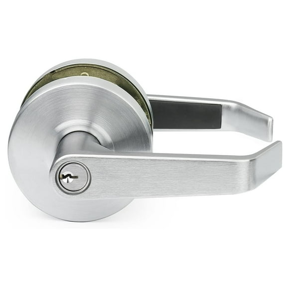 Lawrence Hardware Heavy-Duty Lock Set Cylindrical Grade 2 Door Lever with Key Lock, Chrome Entrance Keyed Alike 2 3/4"