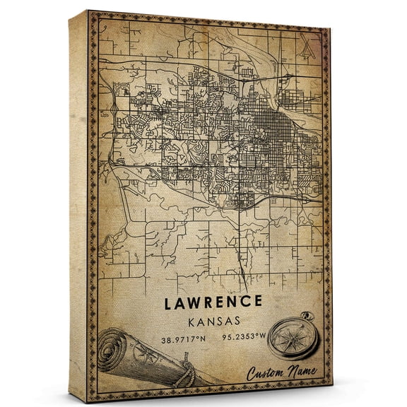 Lawrence Map Poster, Kansas Map Art Poster, Canvas, Lawrence Map City style Watercolor art Poster, Lawrence Map Canvas - 89AZ1162