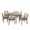 thumbnail image 1 of Lawrence Outdoor 7 Piece Acacia Wood Dining Set, Gray and Dark Gray, 1 of 14
