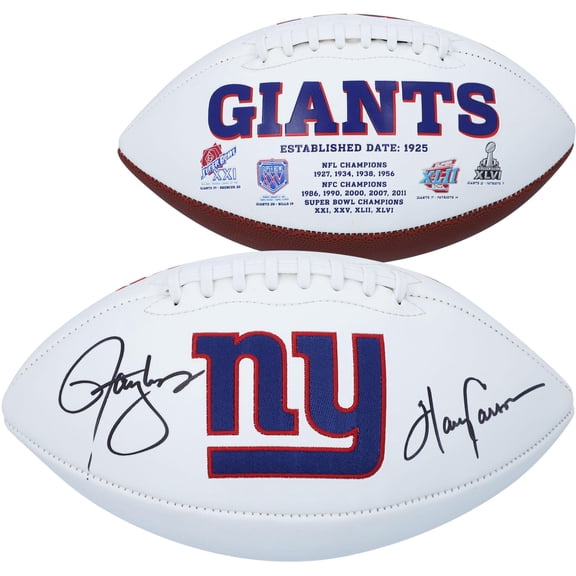 Lawrence Taylor & Harry Carson New York Giants Autographed White Panel Football - Fanatics Authentic Certified