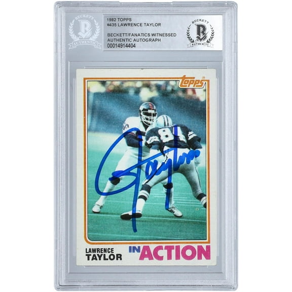 Lawrence Taylor New York Giants Autographed 1982 Topps In Action #435 Beckett Fanatics Witnessed Authenticated Rookie Card - Fanatics Authentic Certified