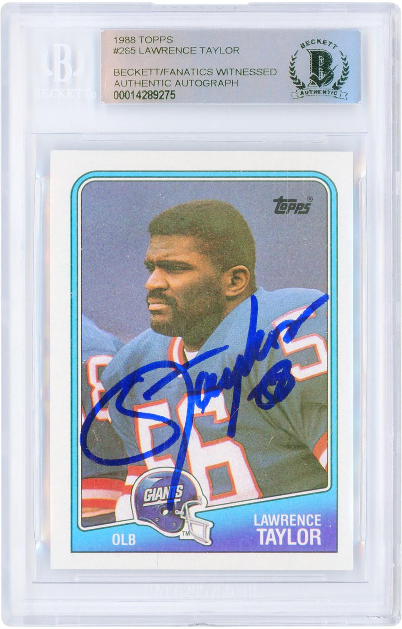 Lawrence Taylor New York Giants Autographed 1988 Topps #285 Beckett Fanatics Witnessed Authenticated Card - Fanatics Authentic Certified