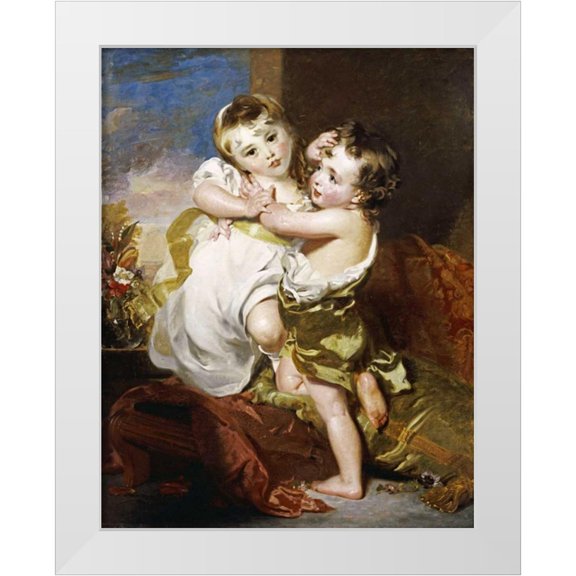 Lawrence, Thomas 12x14 White Modern Wood Framed Museum Art Print Titled - The Proffered Kiss