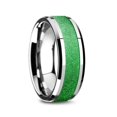 thumbnail image 1 of Lawrence Tungsten Carbide Bevel Edged Mens Ring With Sparkling Green Inlay, 1 of 2