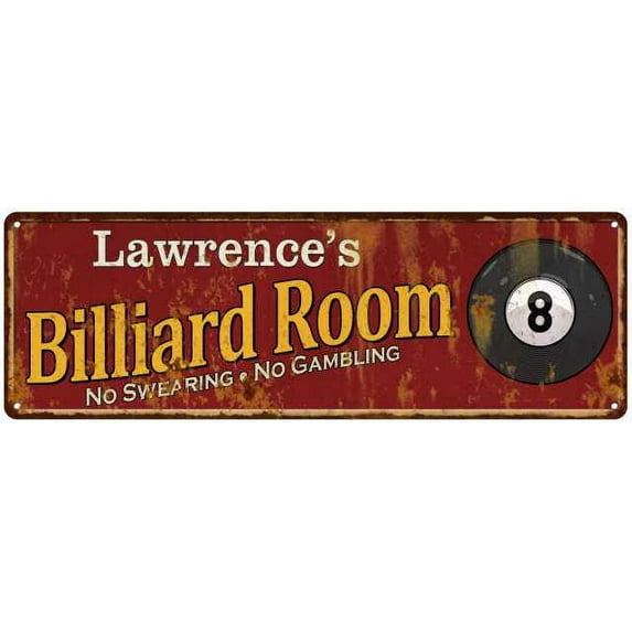 Lawrence's Billiard Room Red Sign Game Room Pool 6x18 106180008476