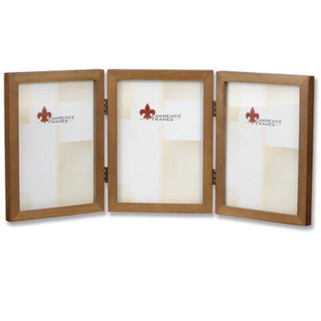 Lawrenceframes 5 x 7 in nutmeg wood hinged triple picture frame 