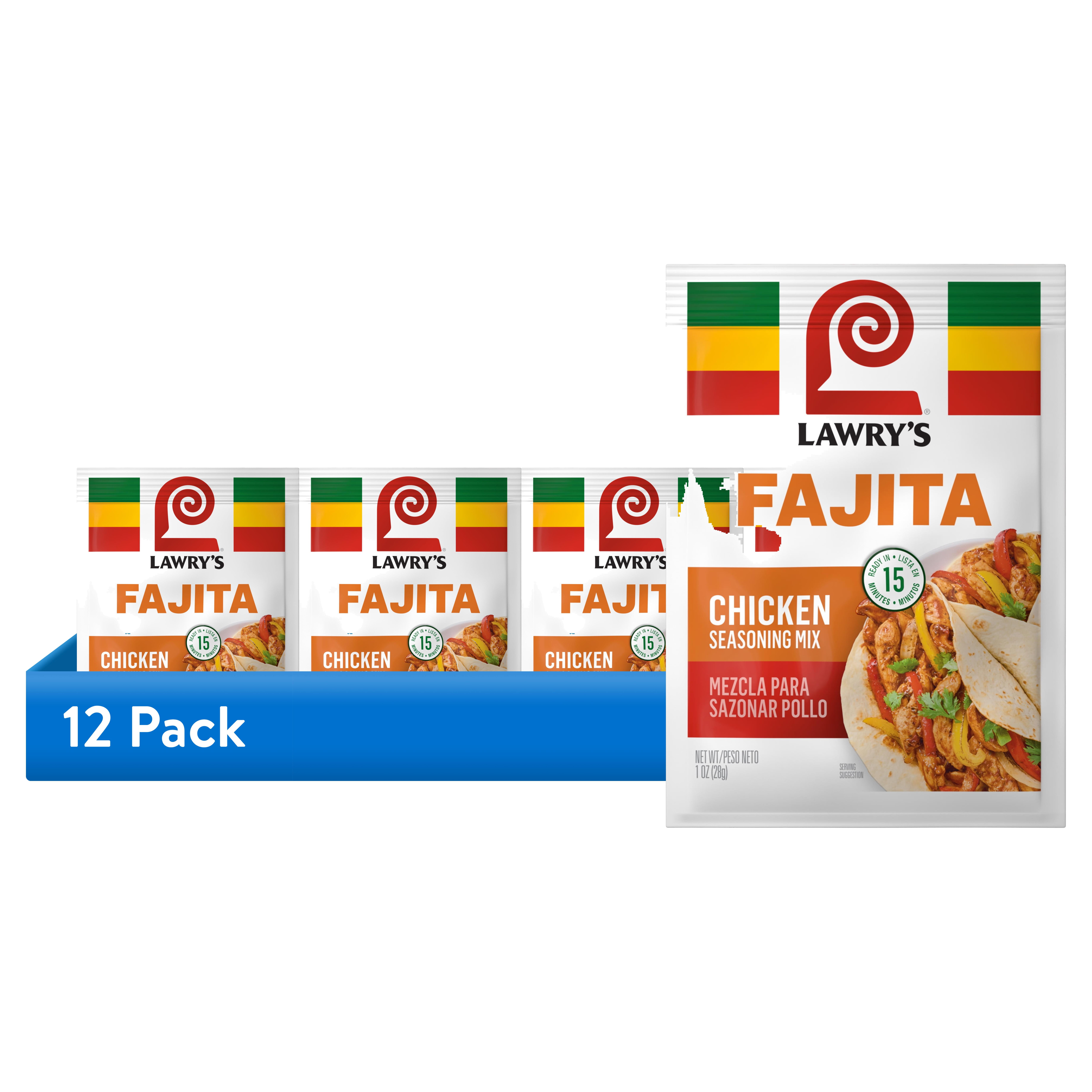 (12 pack) Lawry's Chicken Fajita Seasoning Mix, 1.0 oz Packet