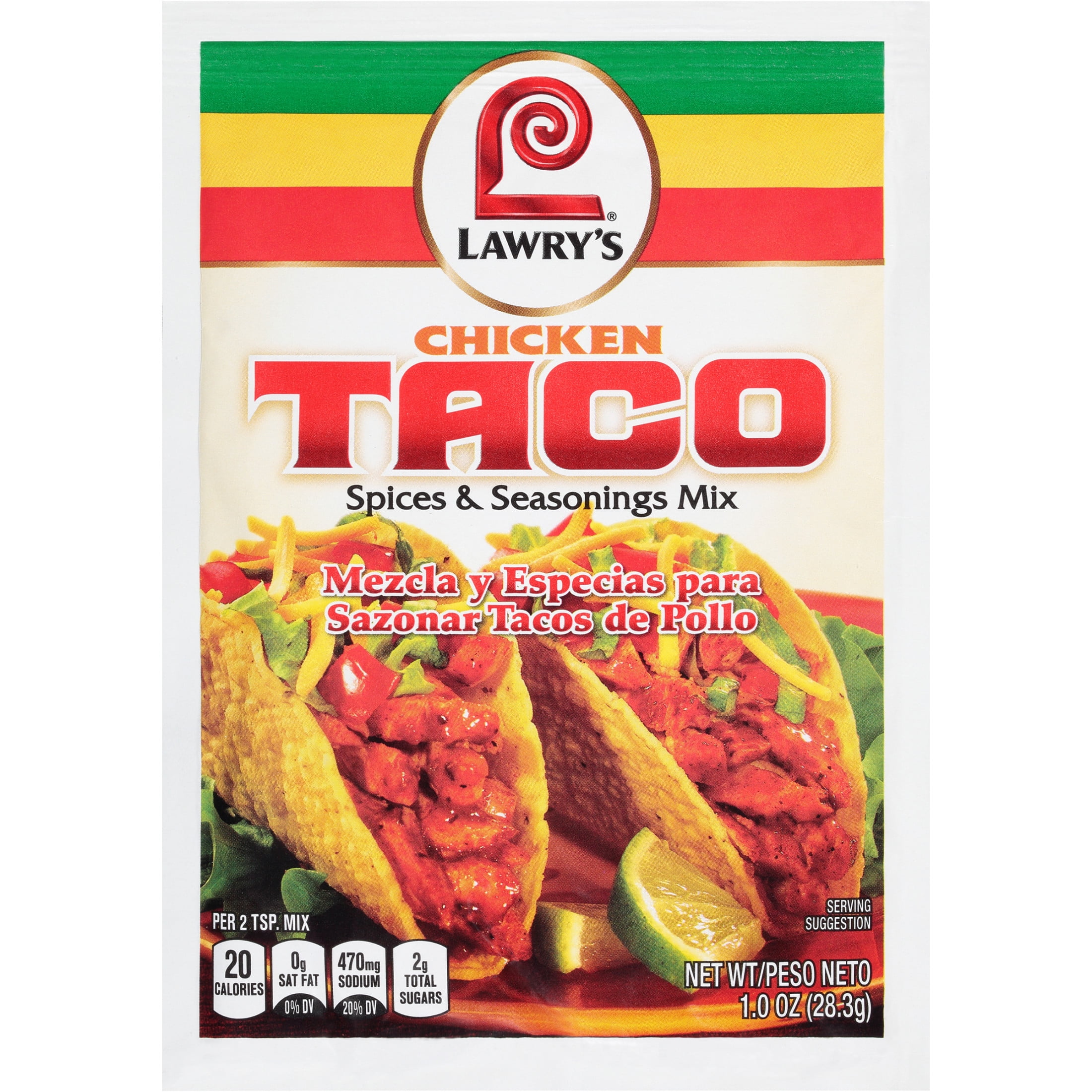 Lawry's Chicken Taco Spices & Seasonings, 1.0 oz Packet - Walmart.com