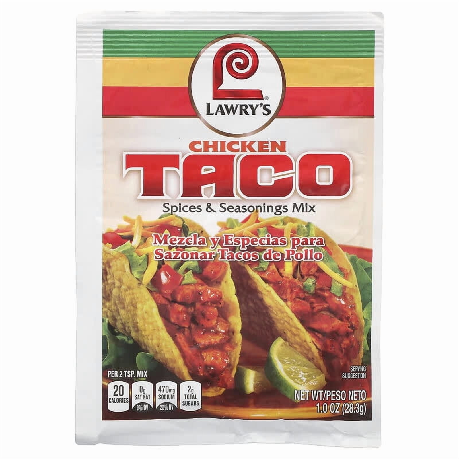Lawry's, Chicken Taco, Spices & Seasonings Mix, 1 oz (28.3 g) Pack of 2