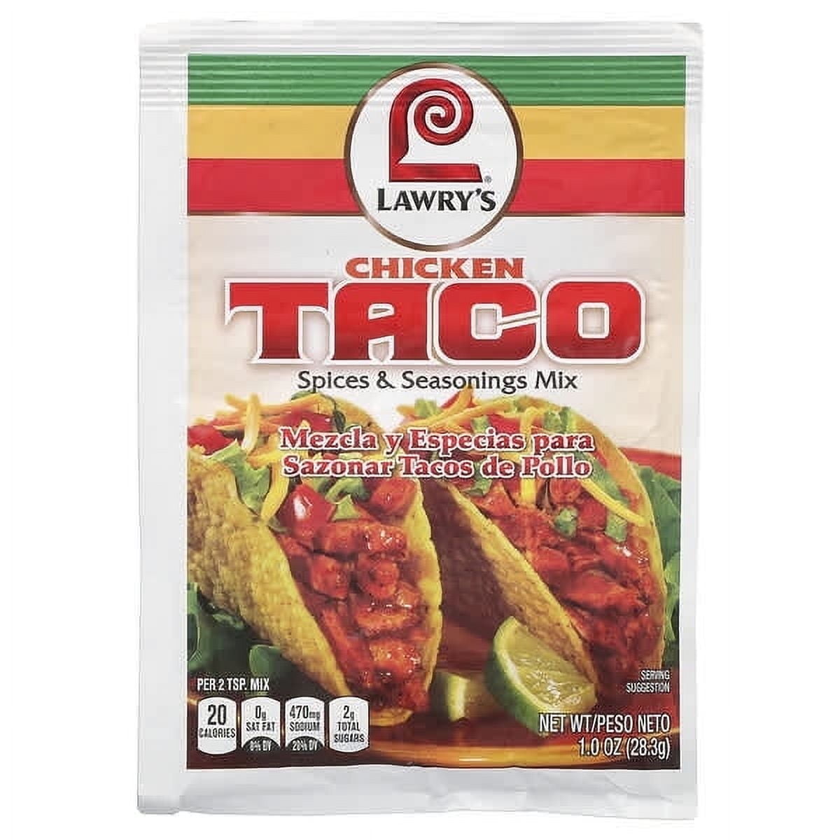 Lawry's, Chicken Taco, Spices & Seasonings Mix, 1 oz Pack of 3
