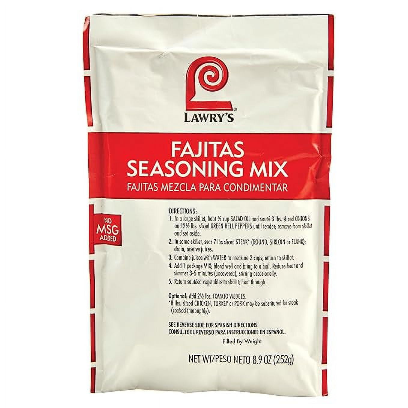 Lawry's Fajitas Seasoning Mix, 8.9 oz One 8.9 Ounce Packet of Fajita