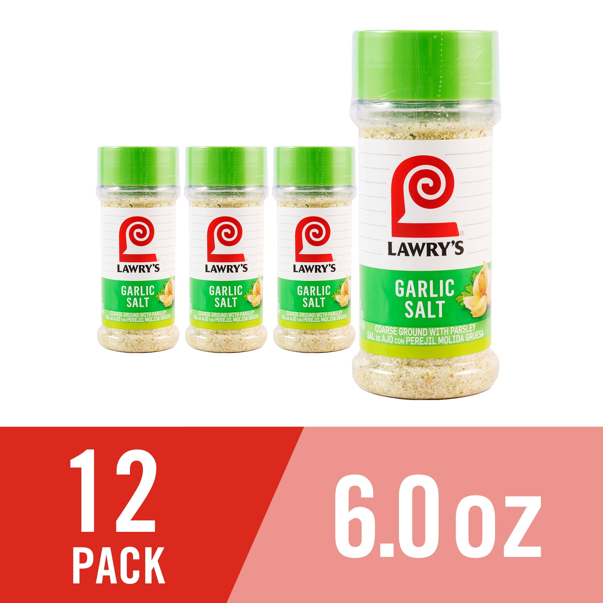 (12 pack) Lawry's Kosher Coarse Ground With Parsley Garlic Salt, 6.0 oz Bottle