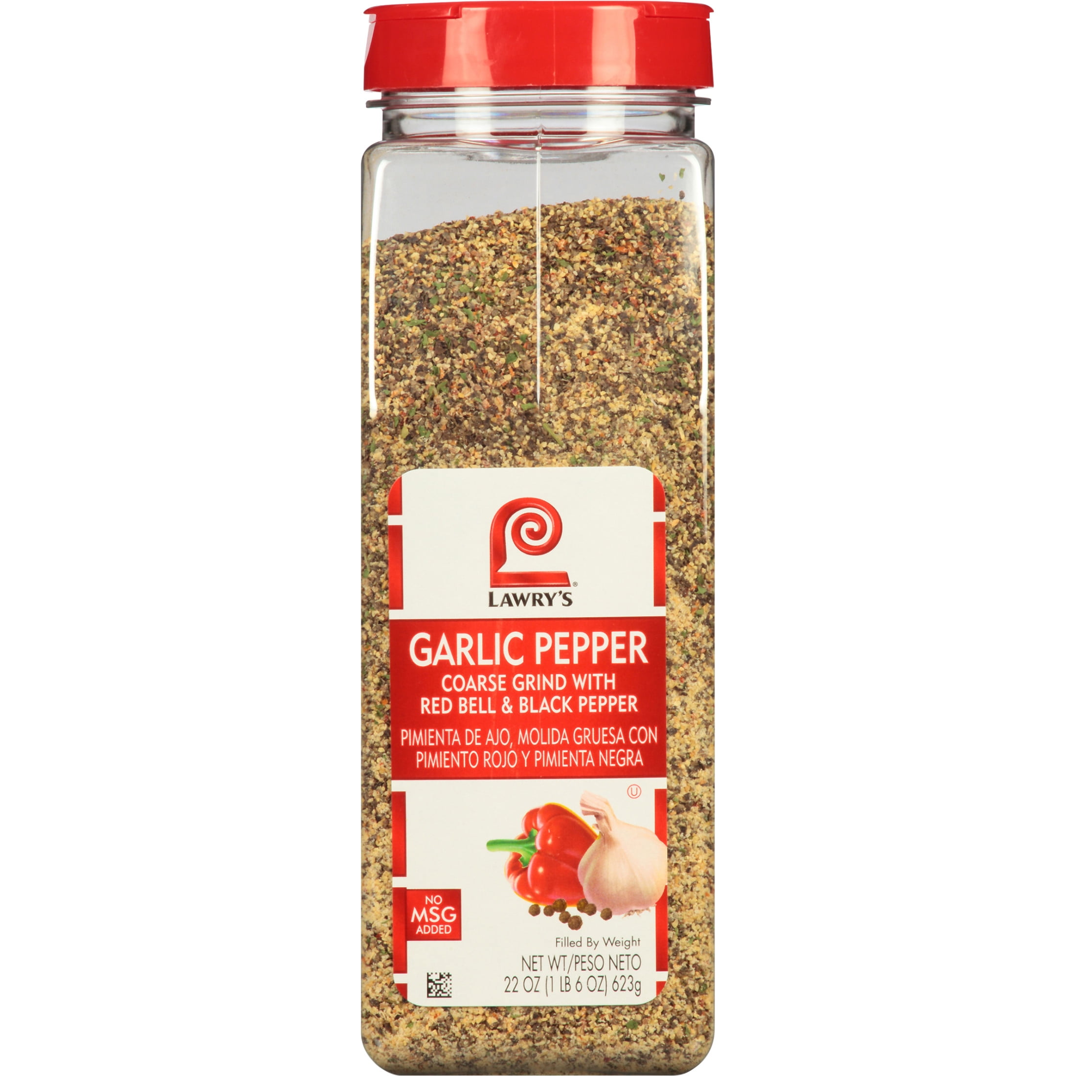 Lawry's Kosher Coarse Grind Garlic Pepper with Red Bell & Black Pepper Seasoning , 22.0 oz Bottle