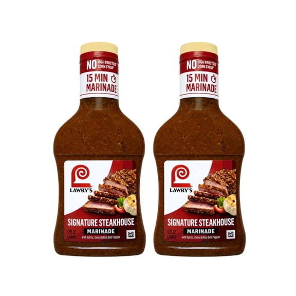 Lawry's Signature Steakhouse Marinade with Garlic, Onion & Red Bell Pepper  12 Fl Oz (2 Pack)