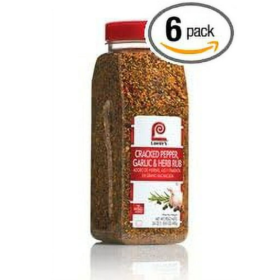 Lawrys Cracked Pepper Garlic and Herb Rub, 24 Ounce - 6 per case.