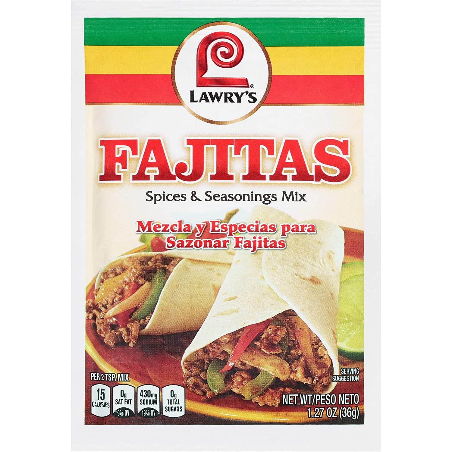 Lawrys Fajita Seasoning Mix,1.27 Ounce (Pack of 12)