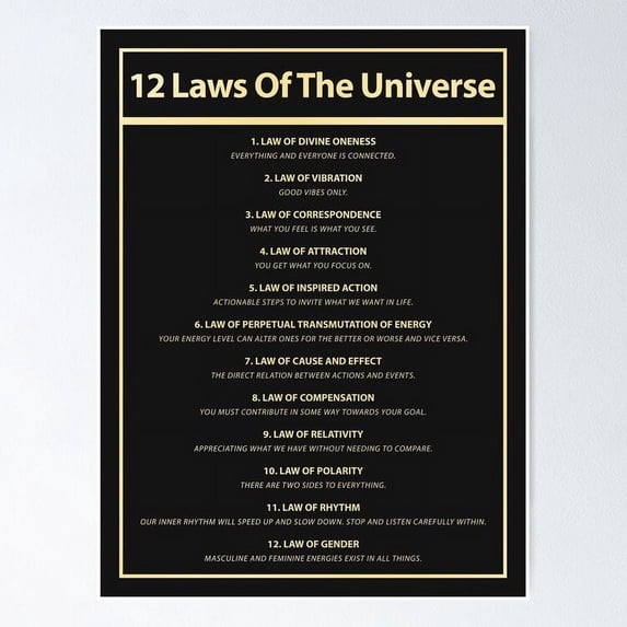 Laws Of The Universe Art Manifestation Spiritual Attraction Poster ...